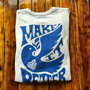 Vans “Make It Better” White / Blue T-shirt - Embroidered  Vans Front Logo